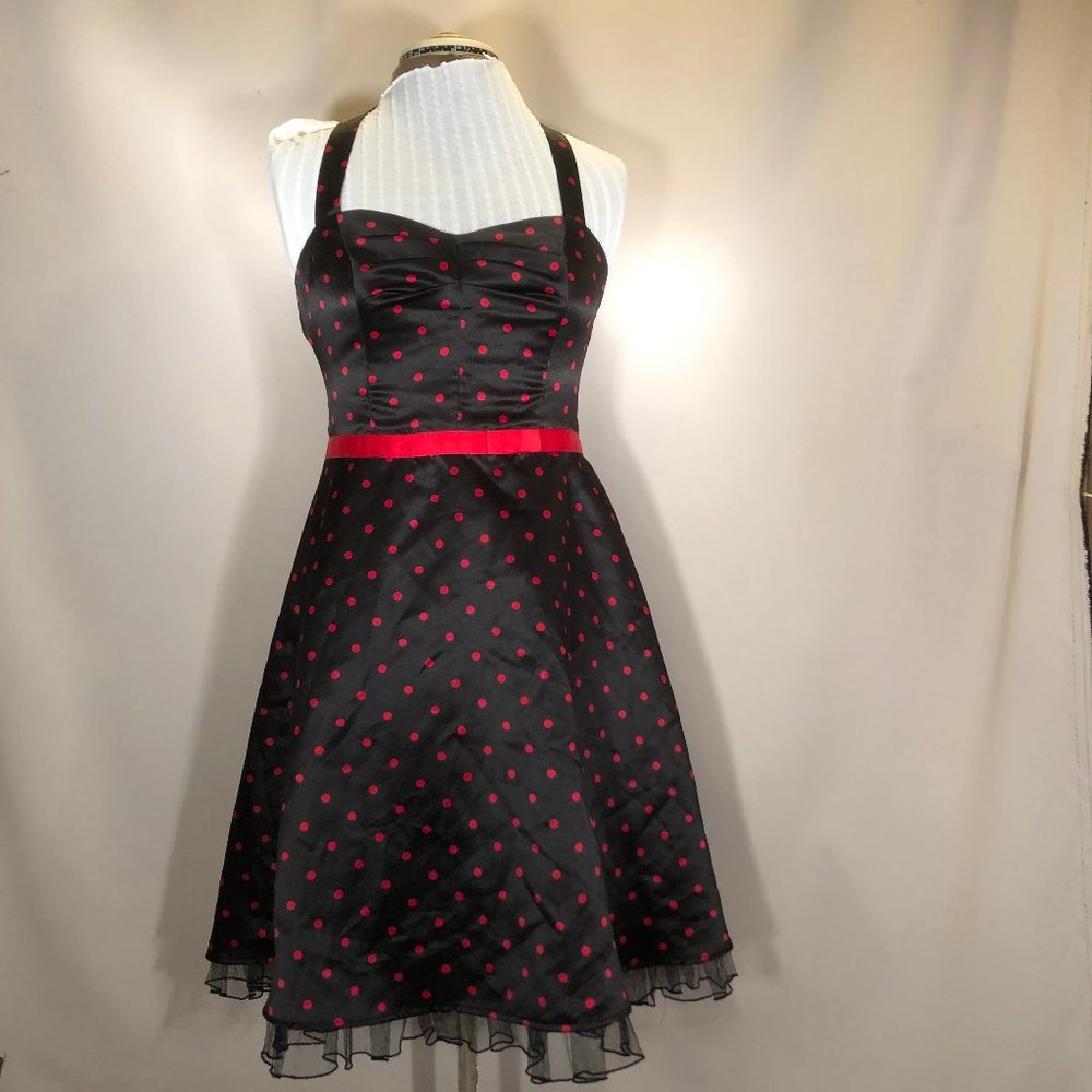 COPY - City Triangle dress,  Black red Polka Dots, Sz 7